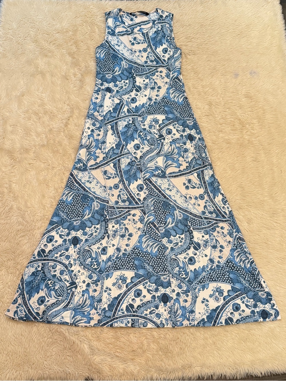 Peruvian Connection Blue Paisley Maxi Dress - Size Small